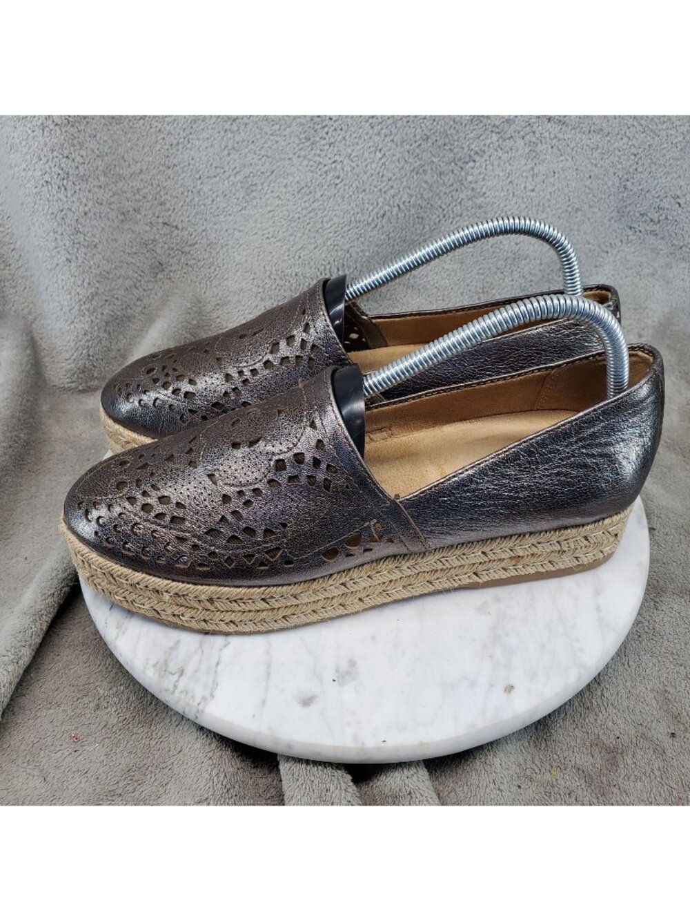 Naturalizer Shoes Womens Size 9 Bronze Leather Thea Platform Espadrille